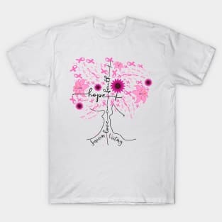 Breast Cancer Awareness Pink Ribbon Tree T-Shirt